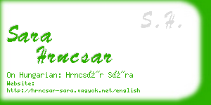 sara hrncsar business card